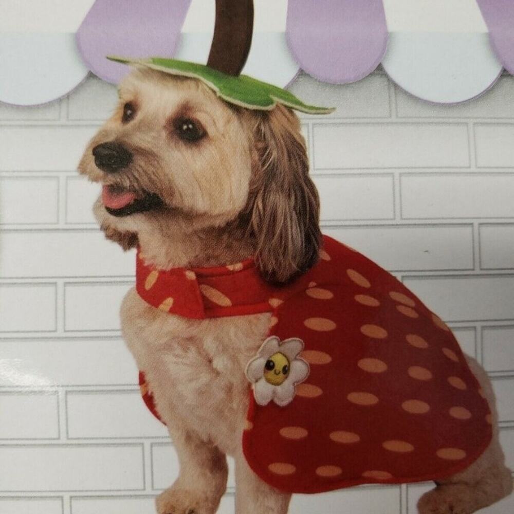NWT Rubies Pet Shop Boutique Strawberry Dog Halloween Costume Headpiece Sz Lg.